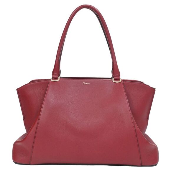 Cartier | Bags | Cartier Medium C De Cartier Handbag In Maroon Leather ...